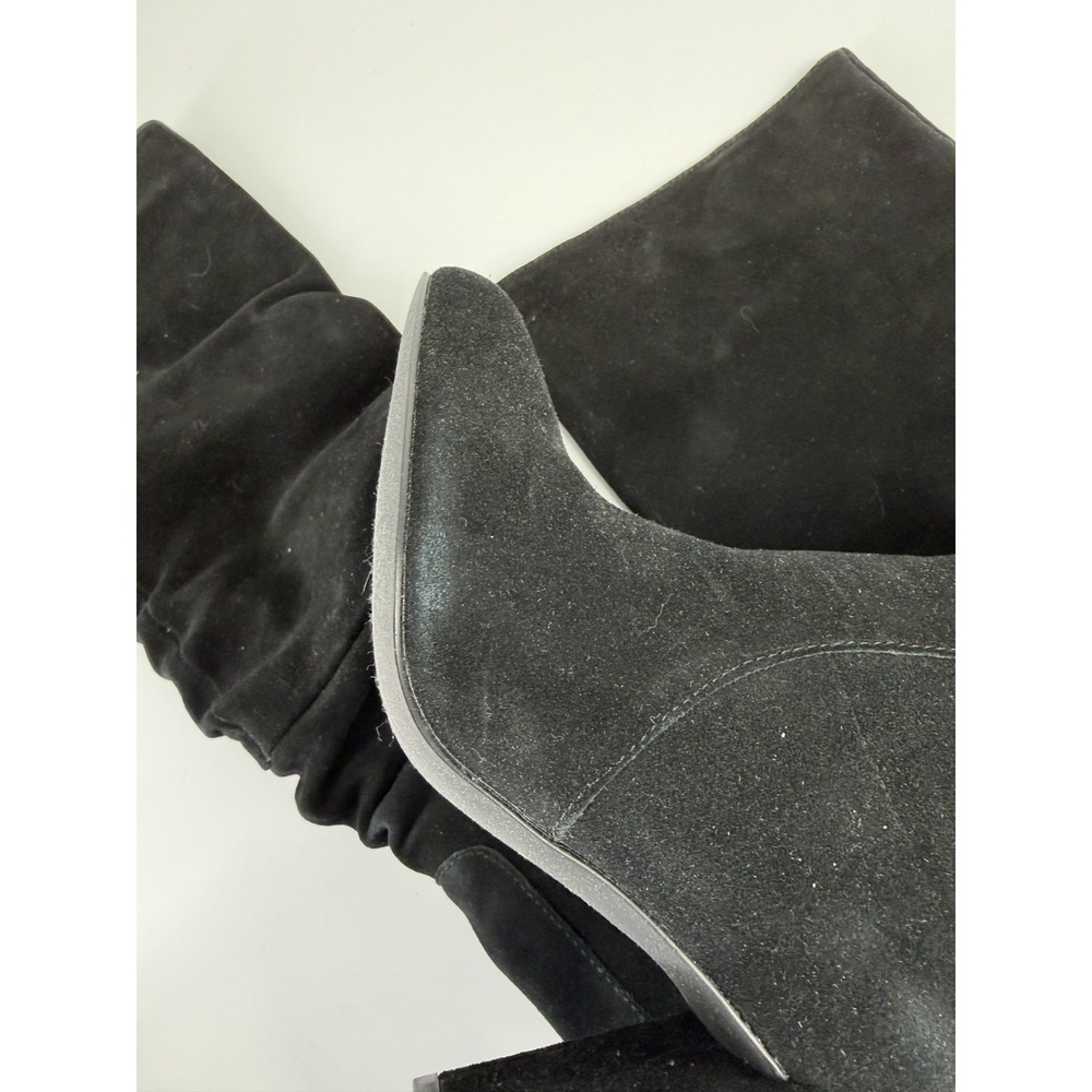 Steve Madden 7M Black Suede Leather Knee High Boots Block Heel Slouchy Moto - Picture 9 of 9